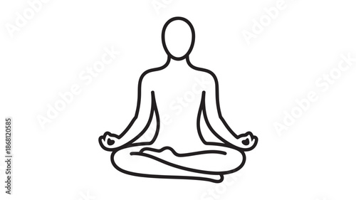 Meditating Person Sitting in Lotus Position Isolated on White