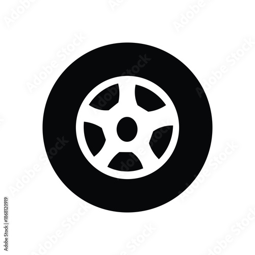 Minimal tire icon representing vehicle wheel durability traction and automotive safety