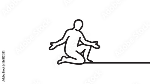 Man Balancing on Edge Line Minimalist Drawing