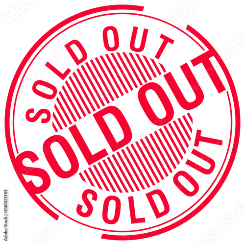Sold Out, red rubber stamp vector
