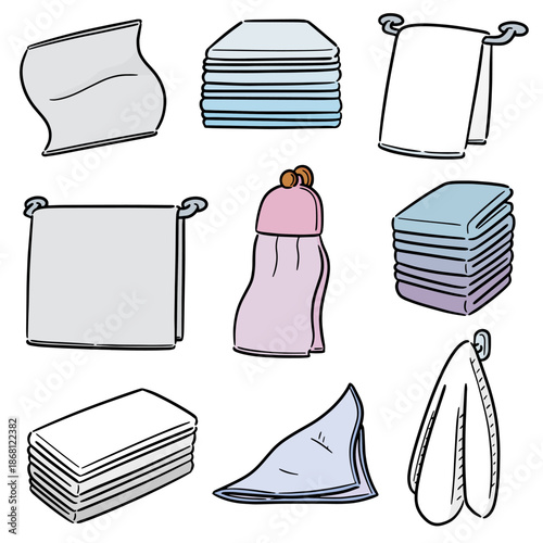 vector set of hand towel