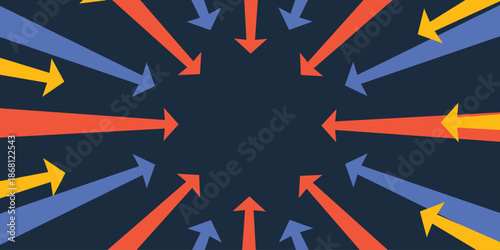 Geometric shapes and arrows background. Business and finance banner. Goal teamwork design template