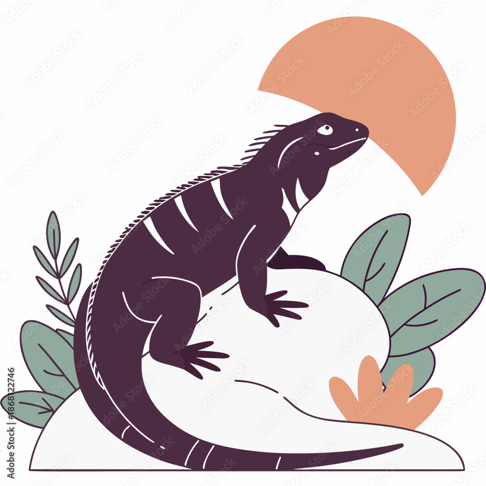 Obraz premium Black iguana on rock