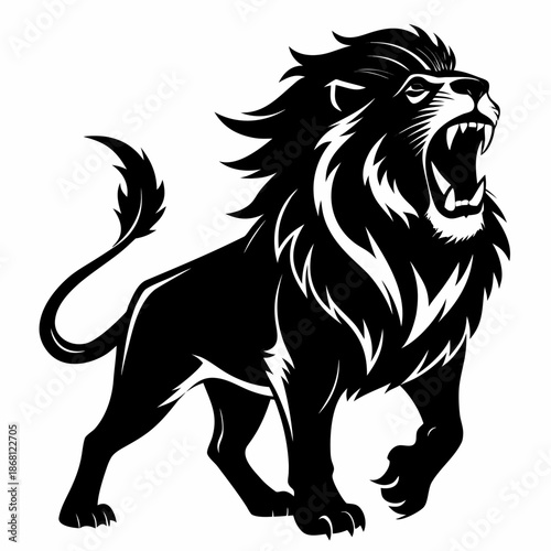 Majestic lion roaring