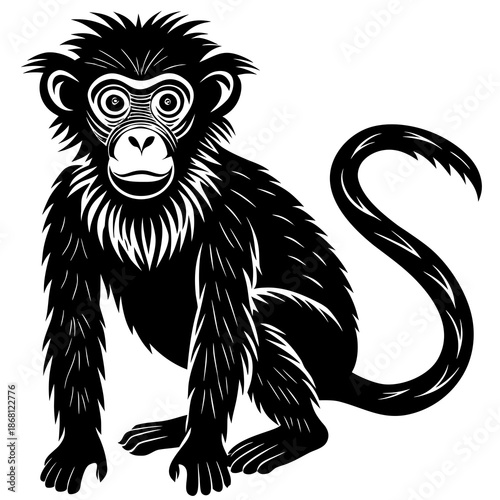 Illustrated monkey sitting