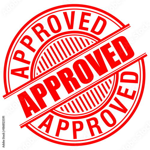 Approved, red rubber stamp vector