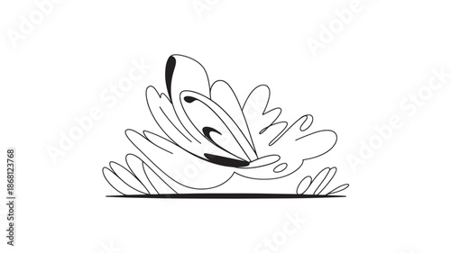 Minimalist Line Art Bird Sitting on Branch