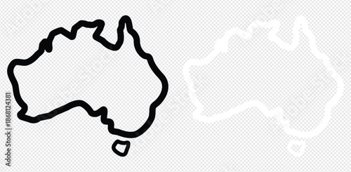 Australia country simplified map. Thick black  and white outline contour. Simple vector icon
