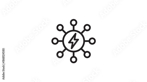 Black Electricity Bolt Icon on White Background