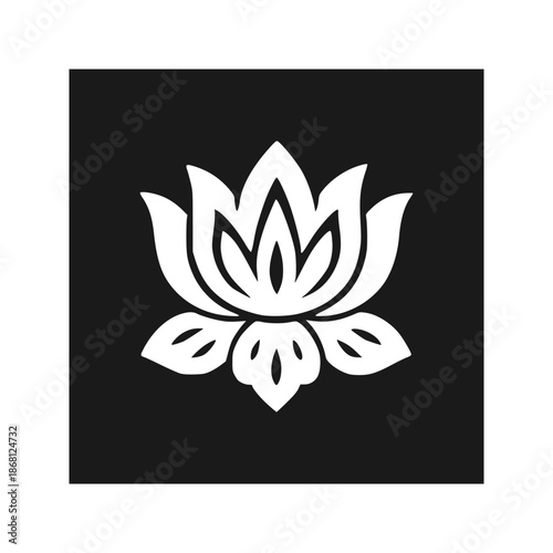 Beautiful Lotus Flower Solid Silhouette Mandala Style Minimal Vector Design
