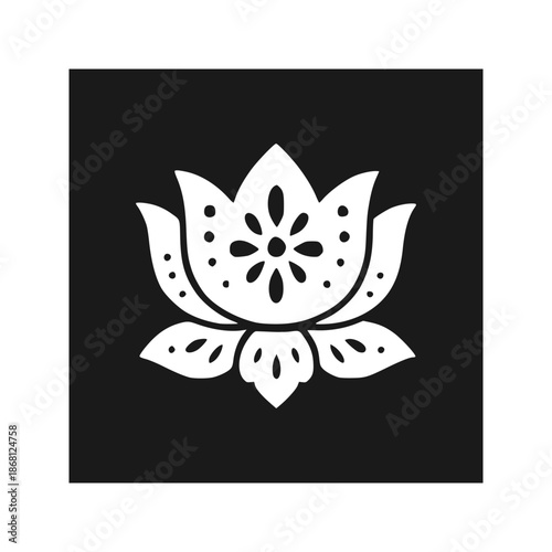 Beautiful Lotus Flower Solid Silhouette Mandala Style Minimal Vector Design