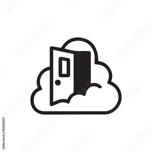 Open door in a cloud symbolizing digital access and endless online possibilities