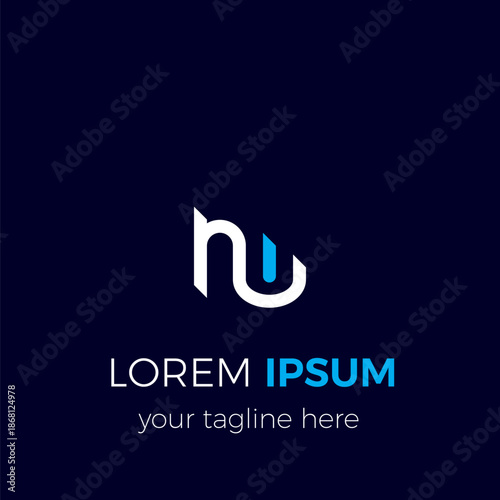 Vector logo of the initial letters nw connected together, lowercase blue and white.