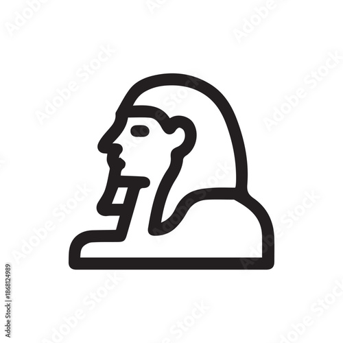 Striking black outline illustration of the legendary Egyptian Sphinx monument