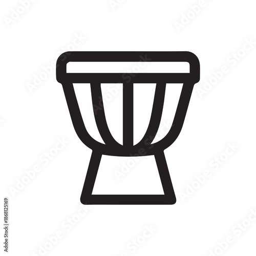 Bold Black Outline Djembe Drum Icon Symbolizing African Rhythm and Percussion