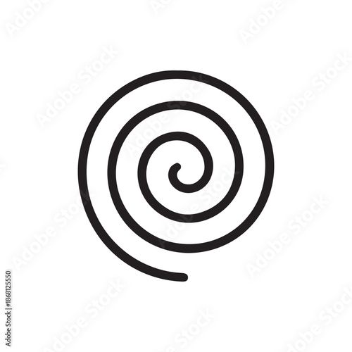 Elegant Black Spiral Swirl Design on Pure White Background a Hypnotic Abstract Icon