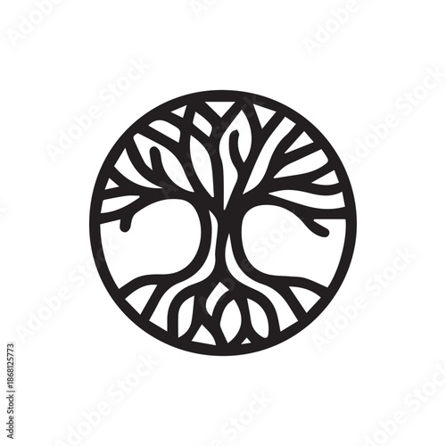 Elegant Tree of Life Symbol within a Circle Evoking Nature Growth and Harmony