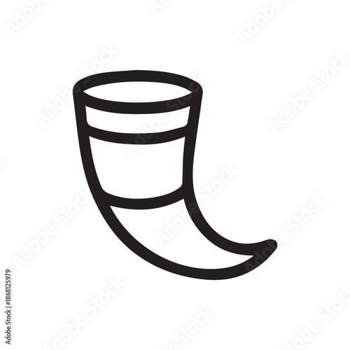 Simple Outline Icon of a Cornucopia Representing Abundance and Harvest Celebrations