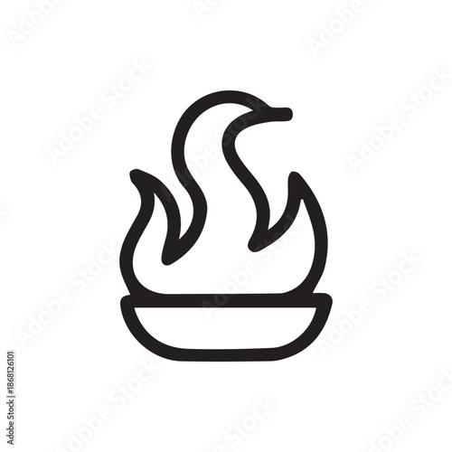 Clean Line Art Fire Icon on a White Background Representing Warmth and Energy