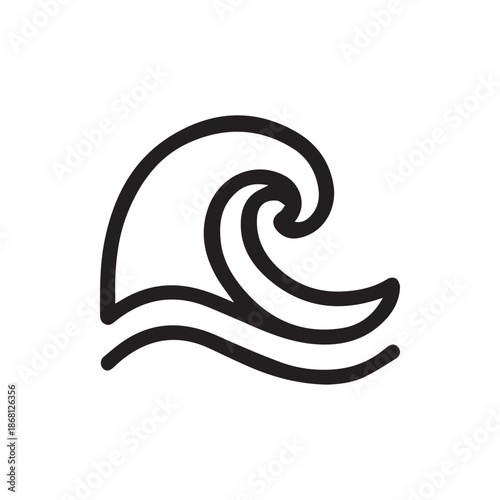 Dynamic Ocean Wave Icon Depicting a Stylized Sea Movement for Design Projects