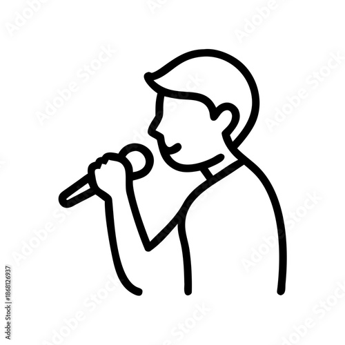 Person singing into microphone