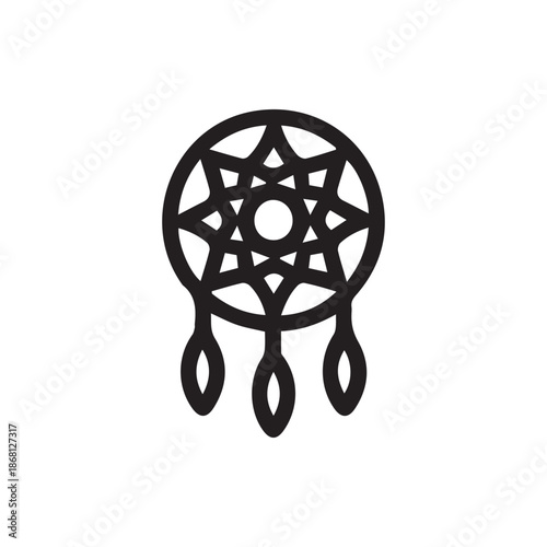 Elegant Dreamcatcher Outline Icon Capturing Spiritual Essence and Peaceful Dreams