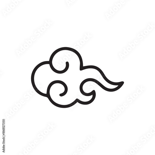 Elegant Oriental Cloud Motif Outline Design Serene Traditional Asian Art Element