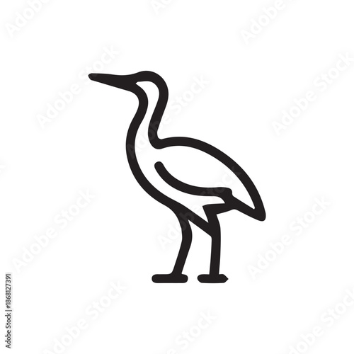 Elegant long necked bird icon capturing the grace of a wading bird in simple outline style