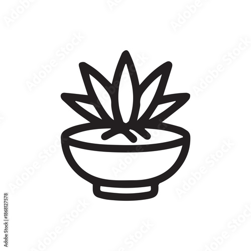 Stylized indoor succulent plant in a simple round pot icon graphic illustration design
