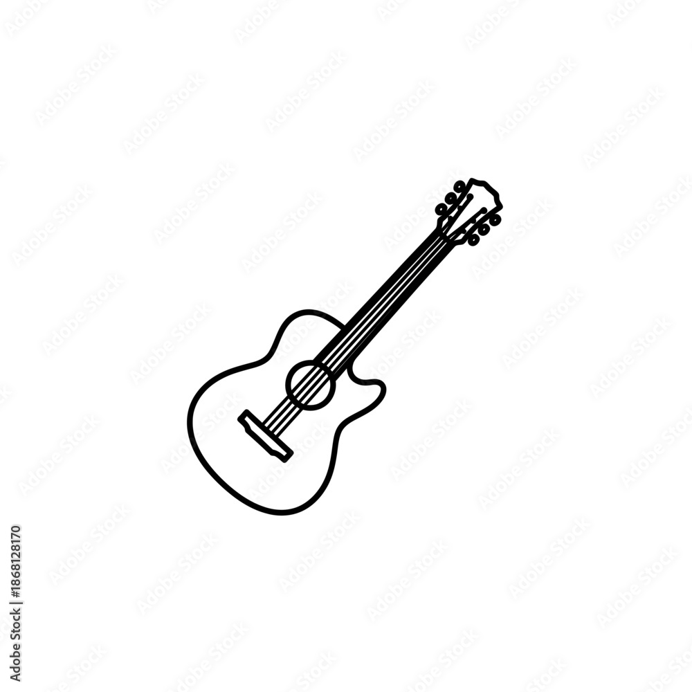 Obraz premium Acoustic guitar outline icon, simple line drawing, musical instrument vector