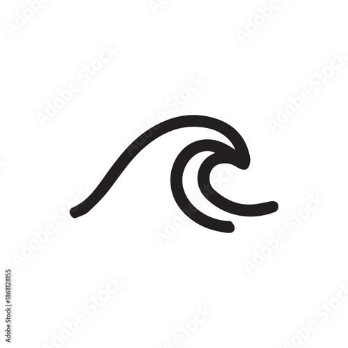 Stylized Black Wave Icon Simple Ocean Water Movement Symbol Design Element