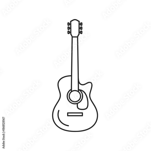 Acoustic guitar outline icon, simple line drawing, musical instrument vector graphic