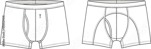 Black and white of men's boxer shorts front and back men's underwear clothing