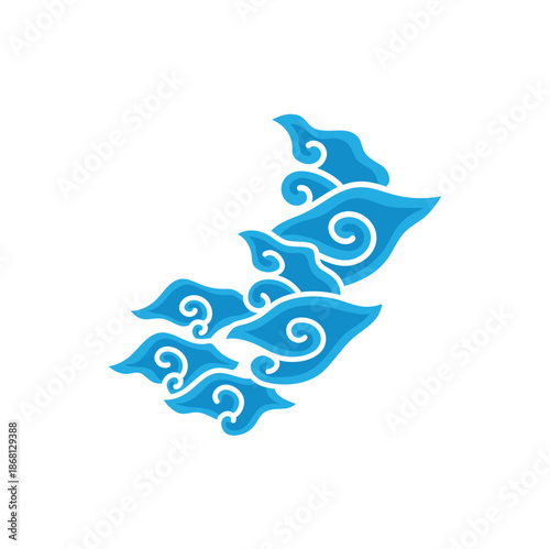 Indonesian mega cloudy batik motif vector illustration.