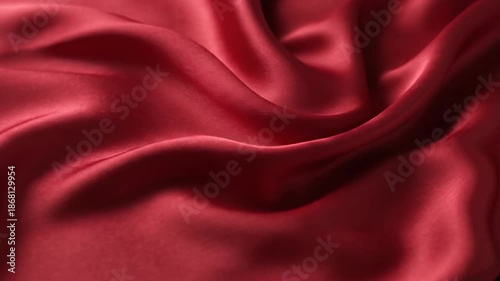 Crimson fabric texture with elegant waves and soft lighting