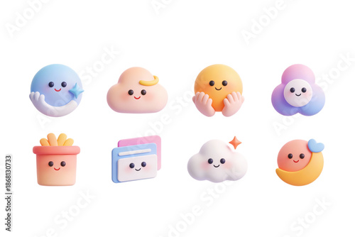 Adorable 3D Characters and Social Icons