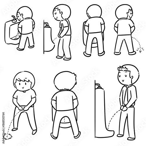 vector set of man peeing