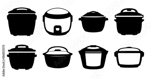 Silhouetted Collection of Cookware Appliances and Kitchen Tools for Culinary Arts