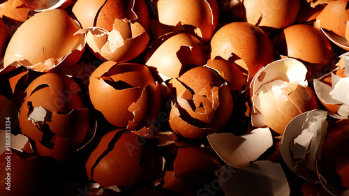 Canvas Print Egg shell texture background with dark side and light from sunshine