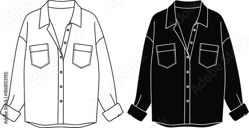 Three different colored shirts with a similar design on a white background