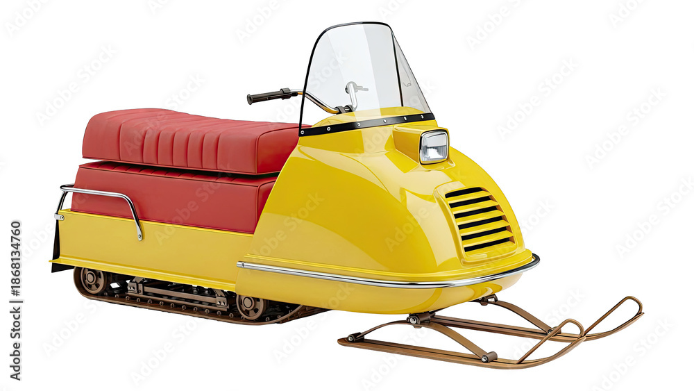 Fototapeta premium Retro Yellow and Red Snowmobile