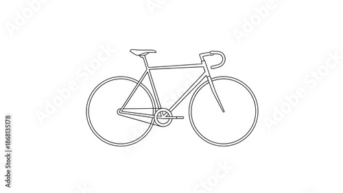 Outline drawing of a modern road bicycle on an isolated white background