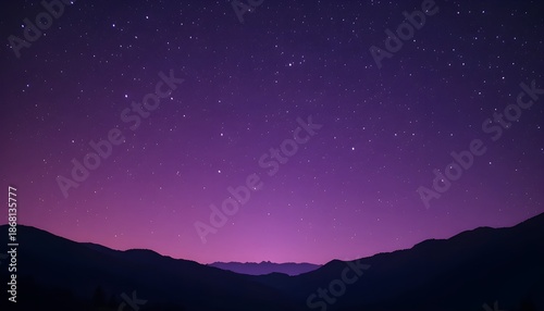 Purple starry night sky background with glowing stars creating a dreamy celestial atmosphere