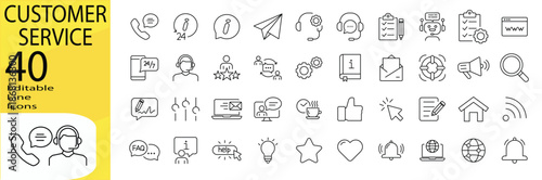 Customer Service icon set. Editable stroke.