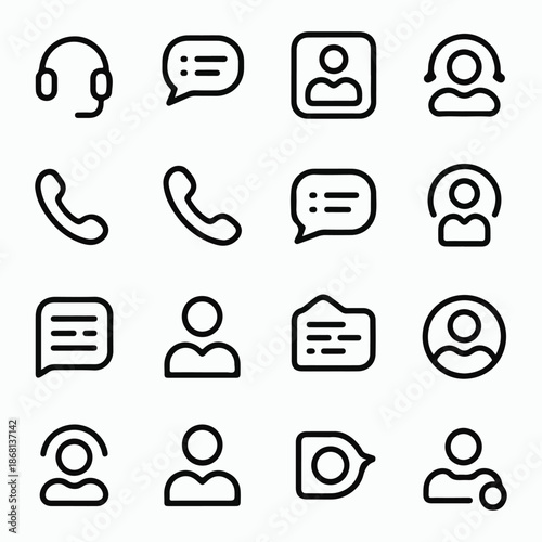 Call Center and Communication Outline Icons
