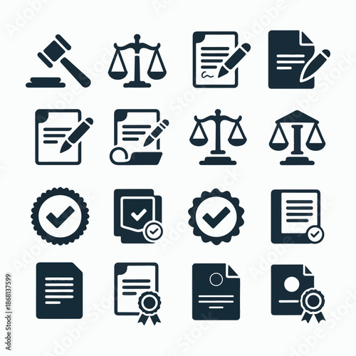 Regulatory Compliance and Document Certification Icon Pack
