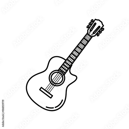 Acoustic Guitar Outline Icon, Simple Vector Illustration
