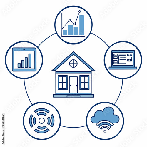 Real Estate Technology Vector Illustration – Smart Property and Housing Concept