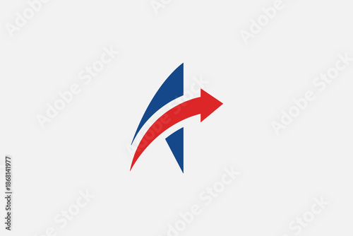 Free Download A modern abstract graphic design combining the letter 'A' with a dynamic, forward-pointing red arrow and blue swoosh elements. - GFXLoad