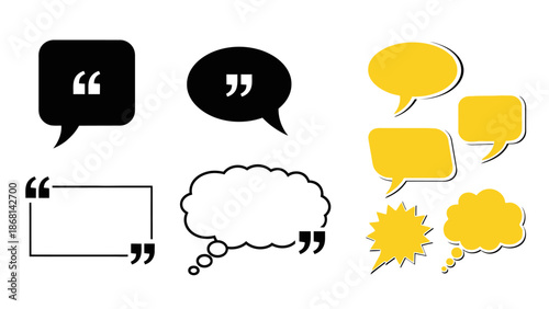 Collection of various speech bubbles and thought bubbles illustrated in a simple style